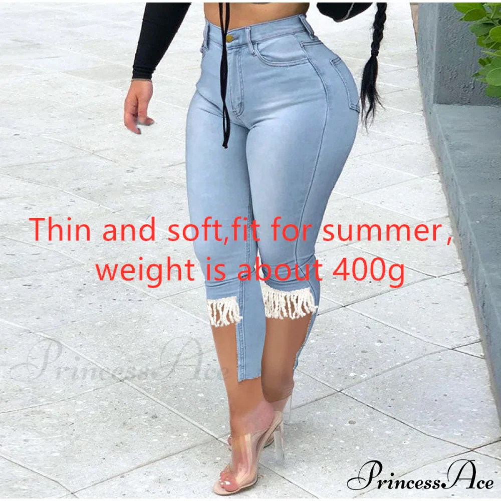 Plus Size Tassel Patchwork Vintage Stretchy Capris - Image 7