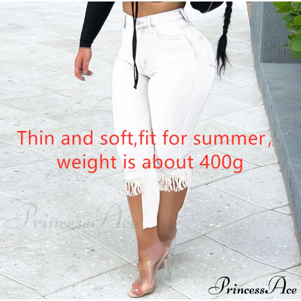 Plus Size Tassel Patchwork Vintage Stretchy Capris - Image 9