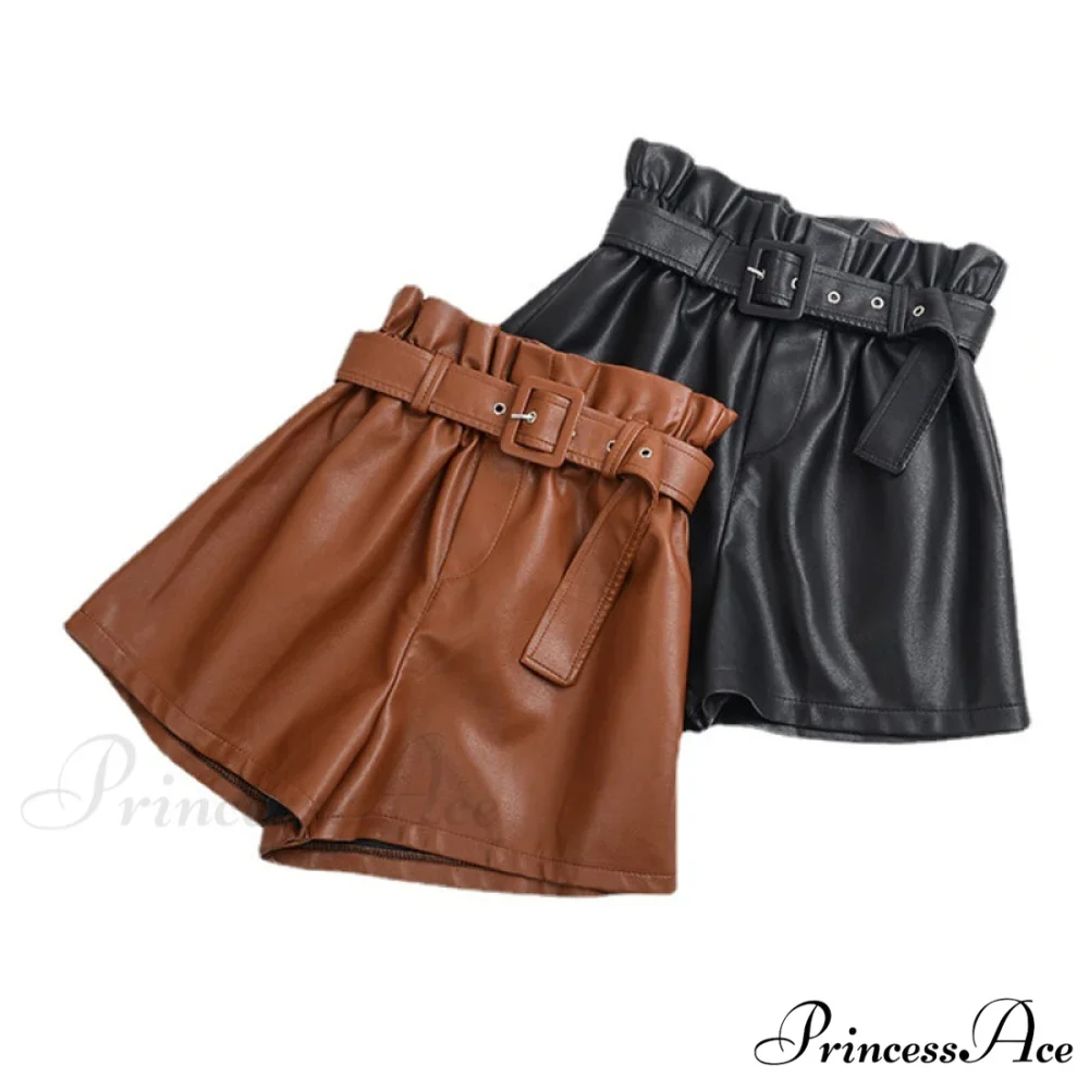 Vintage High Waist Faux Leather Shorts - Image 6