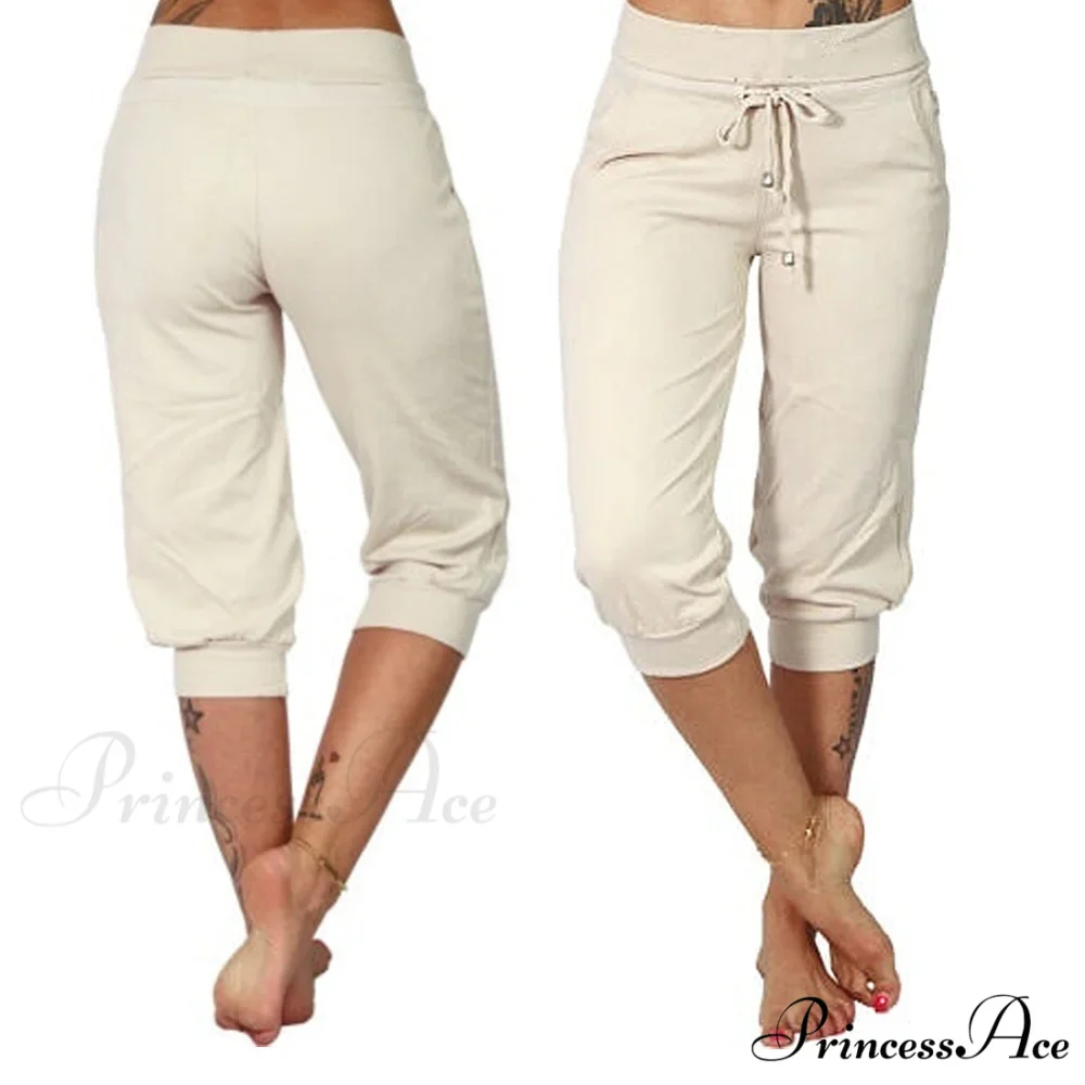 Casual Solid Color Low Rise Capri Pants - Image 4