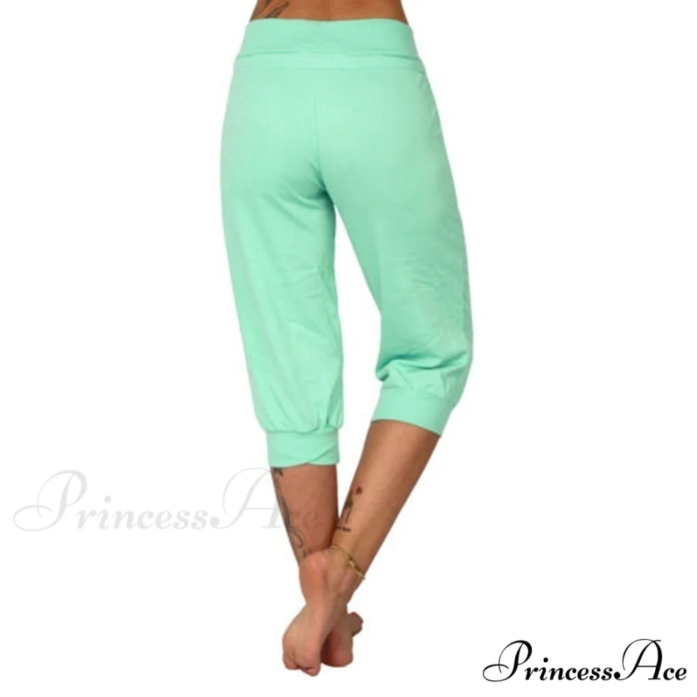Casual Solid Color Low Rise Capri Pants - Image 5