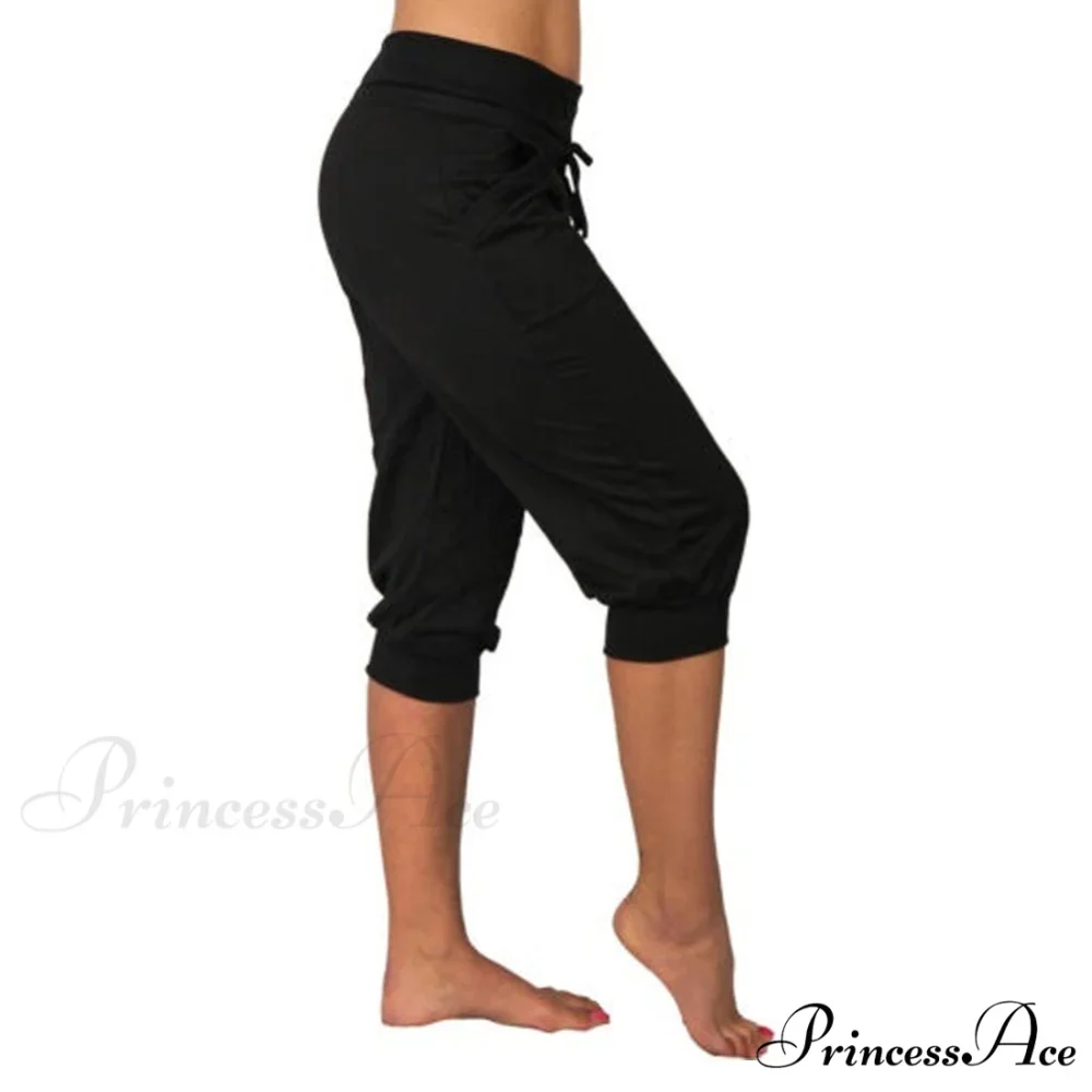 Casual Solid Color Low Rise Capri Pants - Image 6