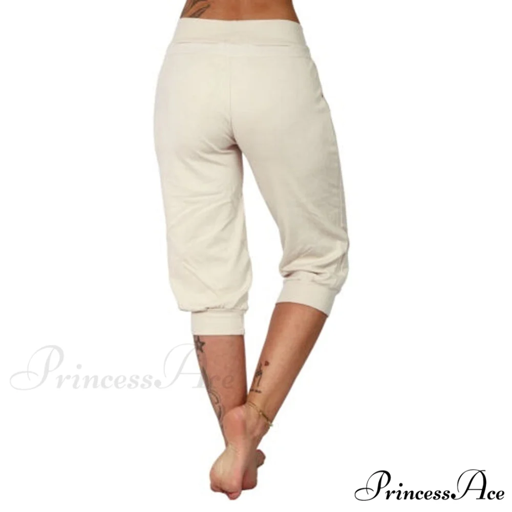 Casual Solid Color Low Rise Capri Pants - Image 7