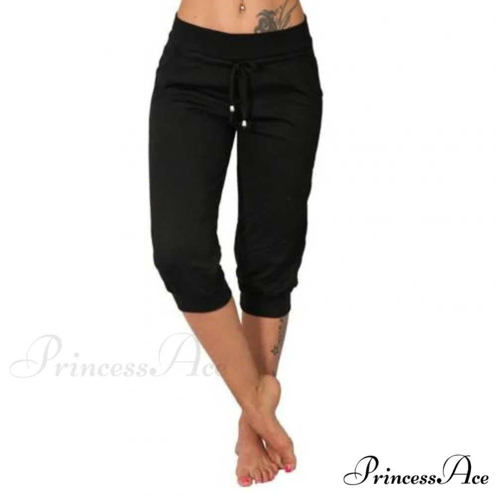 Casual Solid Color Low Rise Capri Pants - Image 8