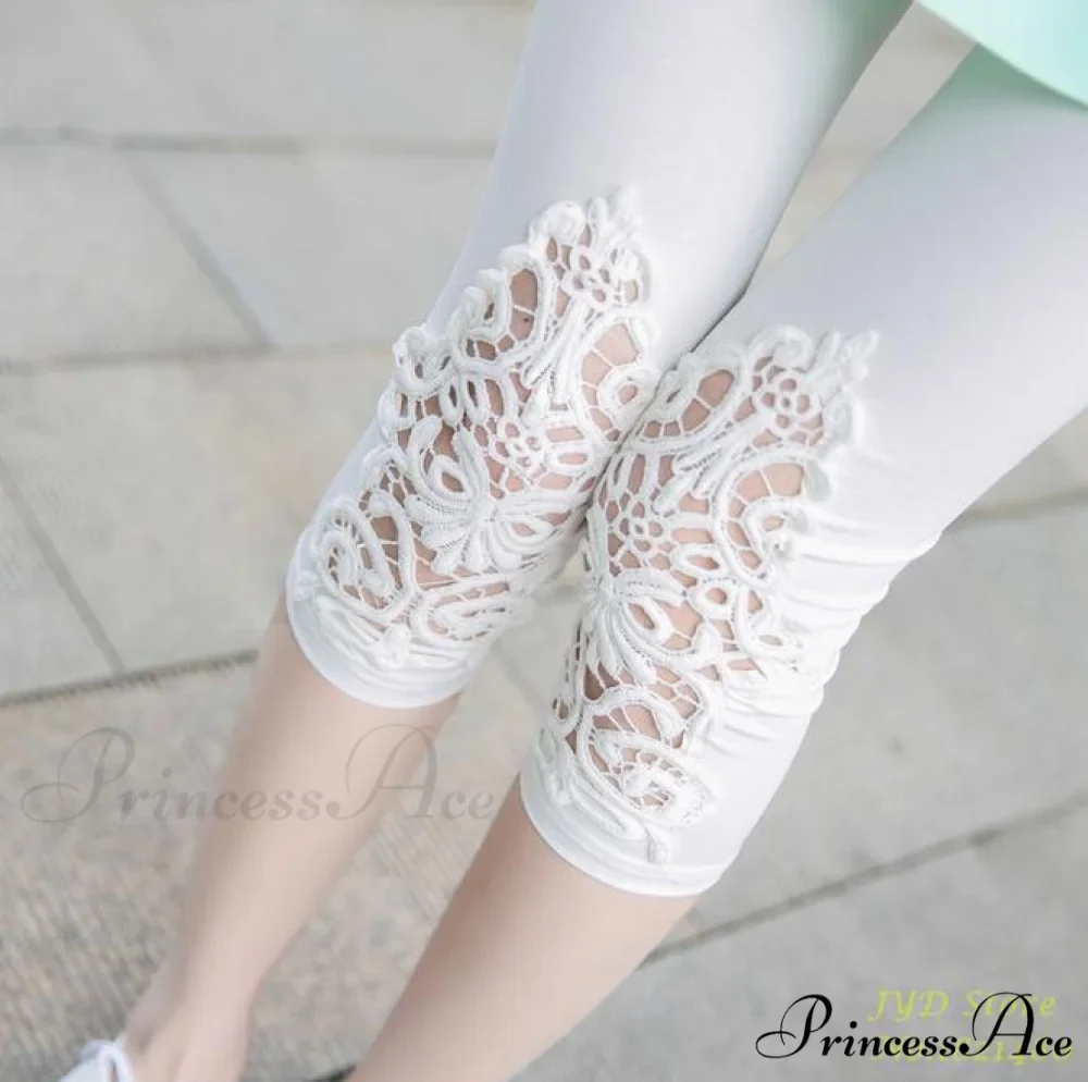 Hollow Lace Stretch Leggings - Image 16