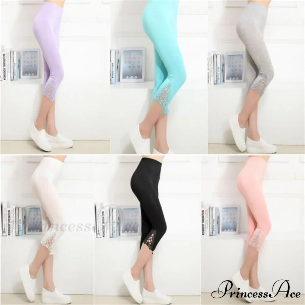 Hollow Lace Stretch Leggings - Image 4