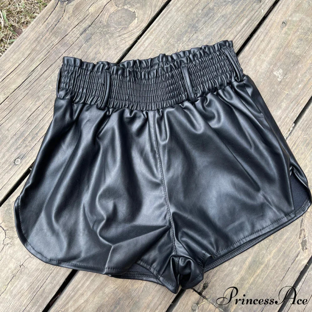 BlackFaux Leather Biker Shorts - Image 5