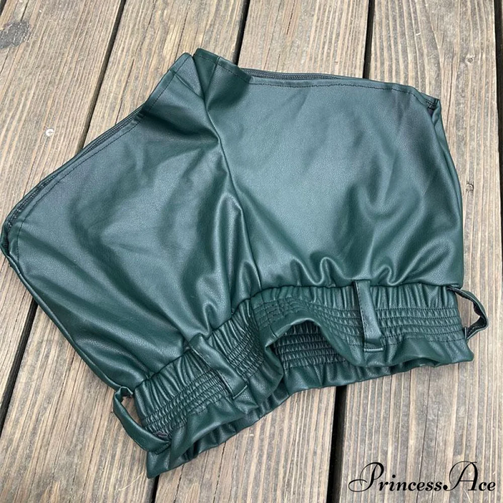 BlackFaux Leather Biker Shorts - Image 7