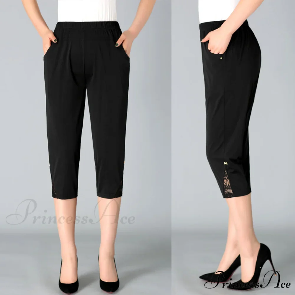 Loose Casual Elastic Capris Pants - Image 2