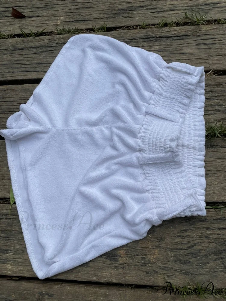Elastic High Waist White PU Shorts - Image 6