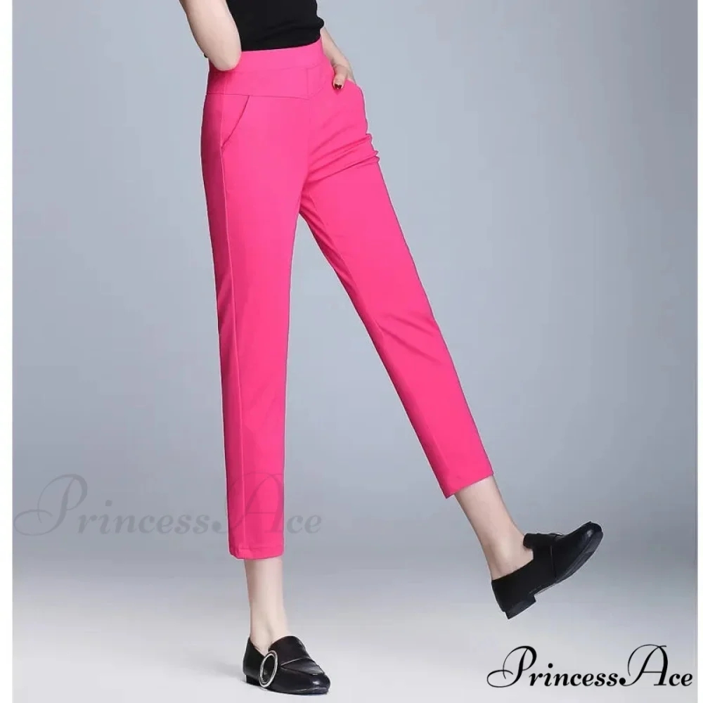 Candy Color Stretch Pencil Capris Pants - Image 6