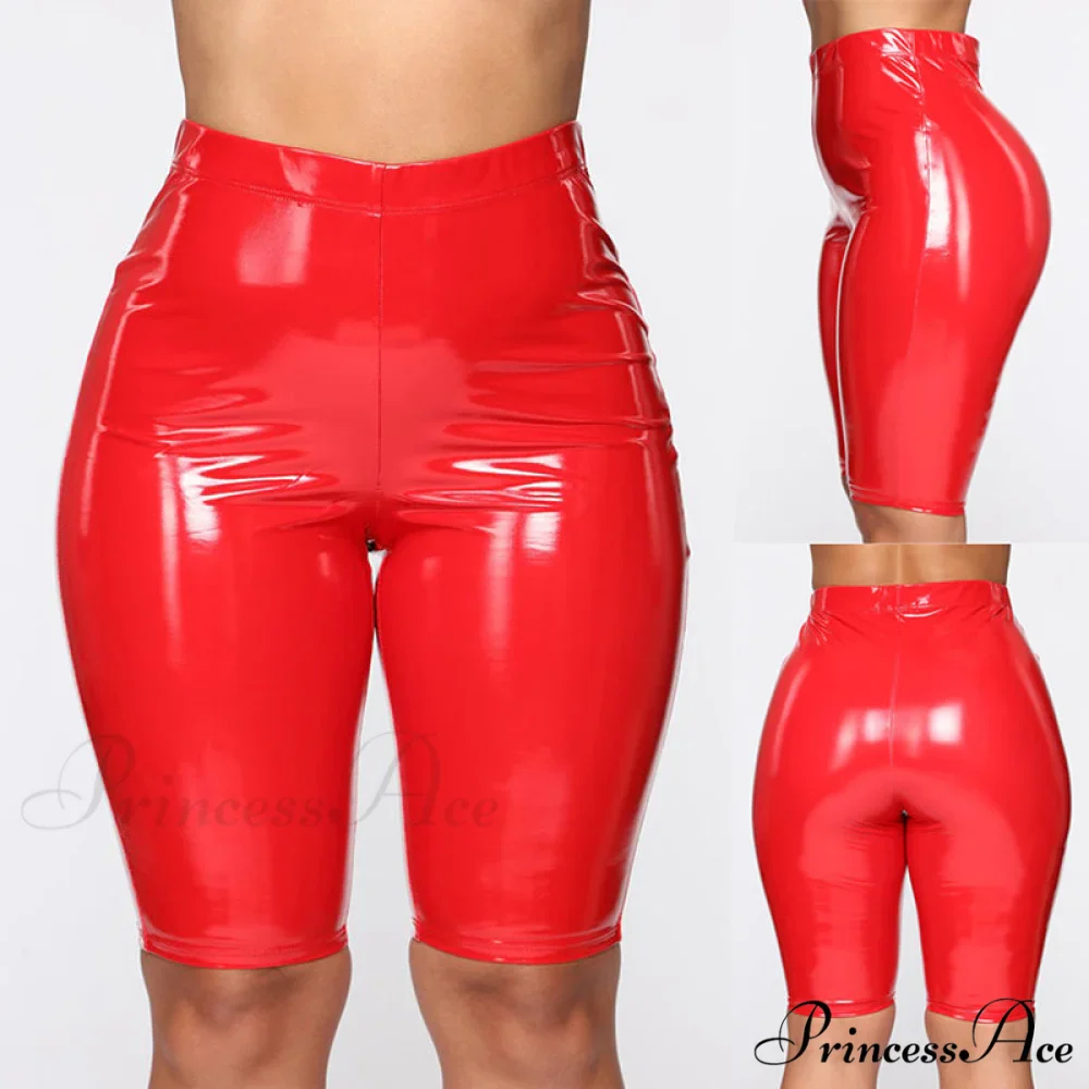 Sexy Wet Look PU Leather Shorts - Image 5