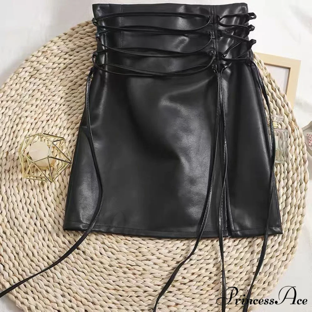 Gothic Pencil Mini Leather Skirt - Image 3