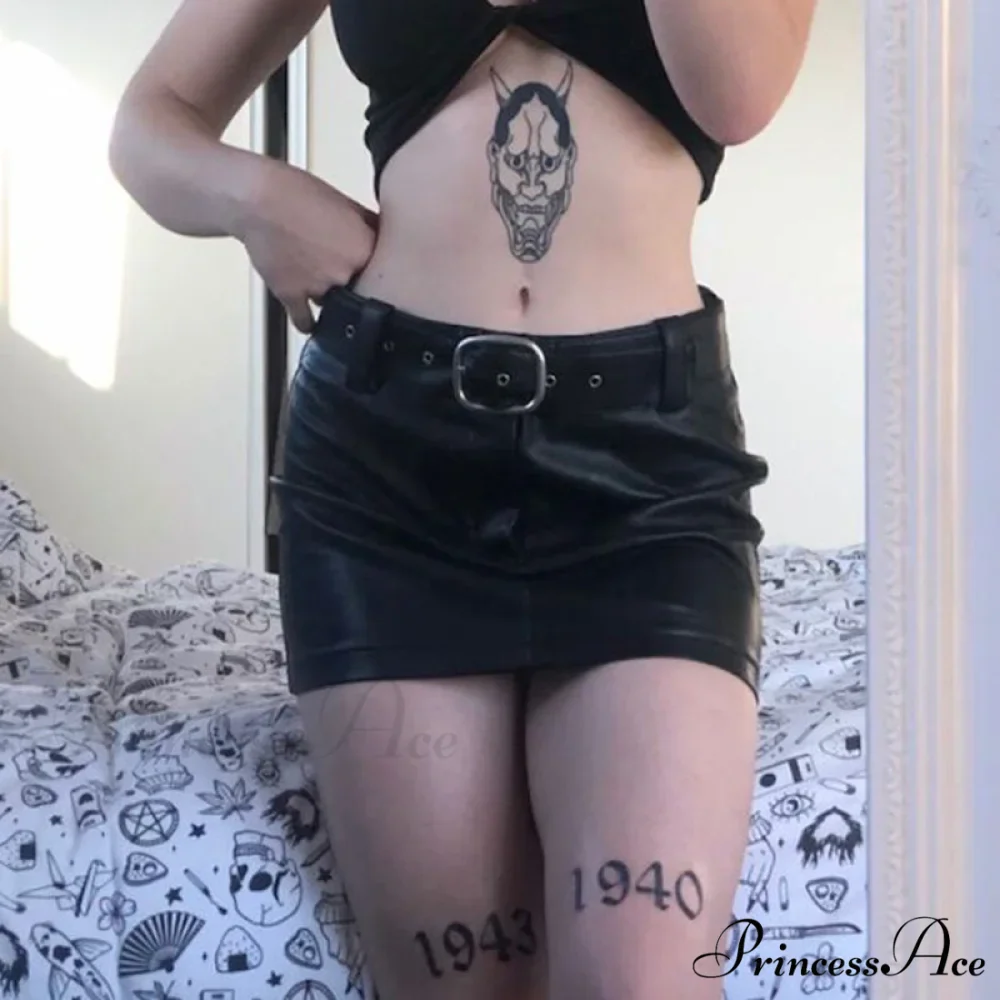 Women Comfy Pu Leather Black Skirt - Image 5