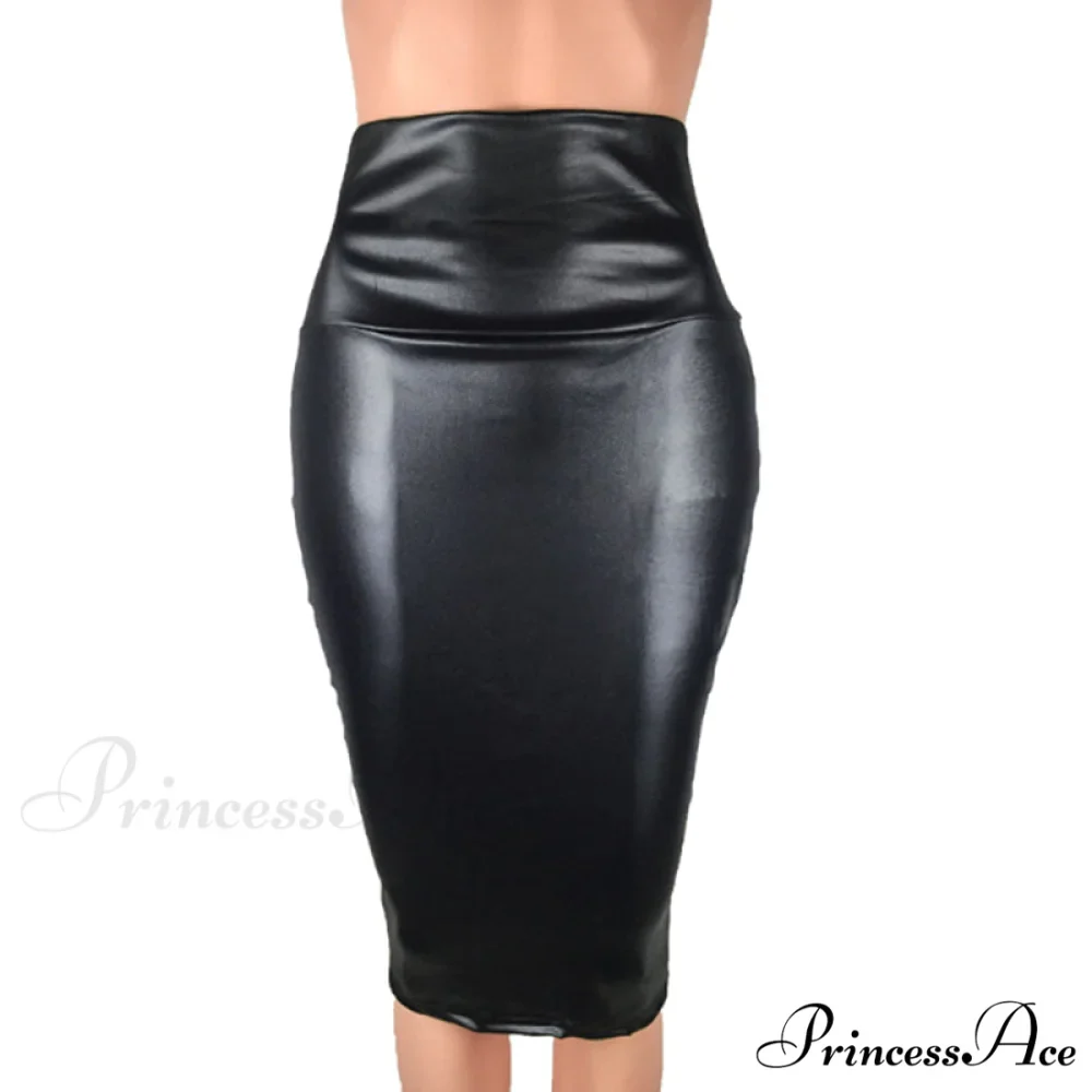 PU Leather Elegant Pencil Midi Skirts - Image 3