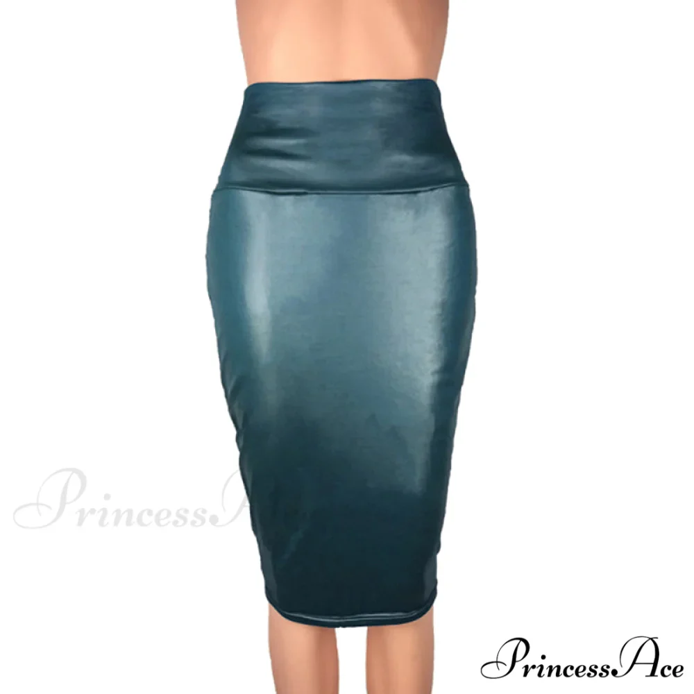 PU Leather Elegant Pencil Midi Skirts - Image 9