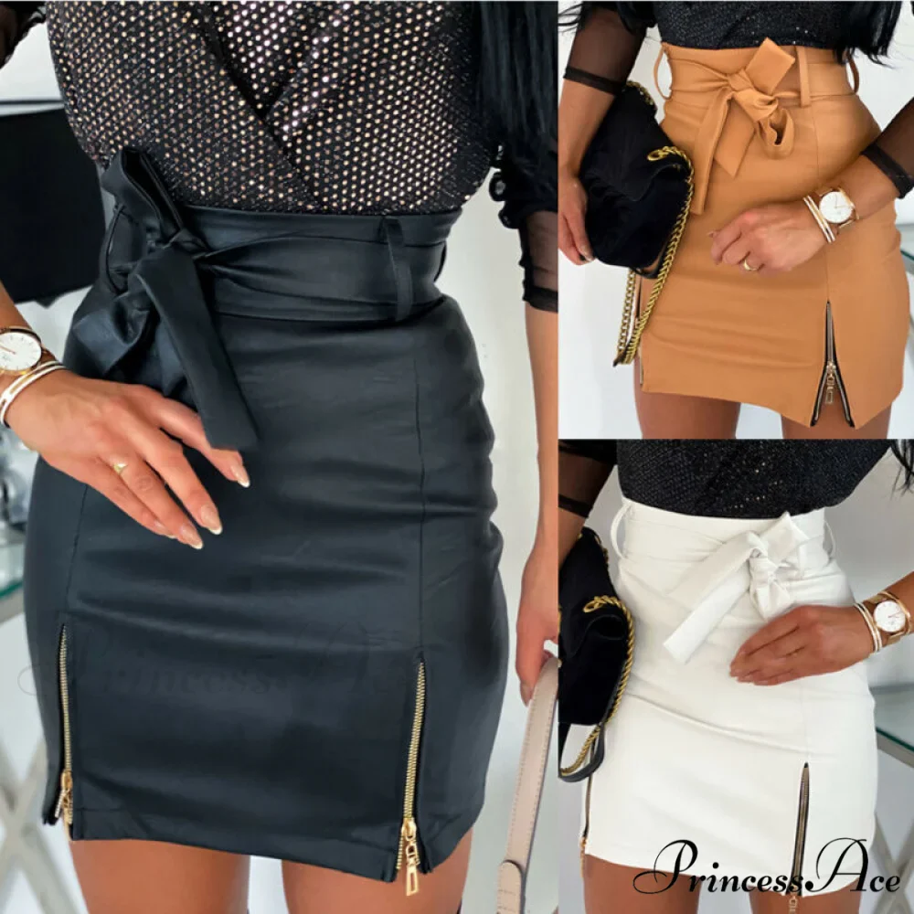 High Waist Split Office Mini Slim Skirt - Image 2