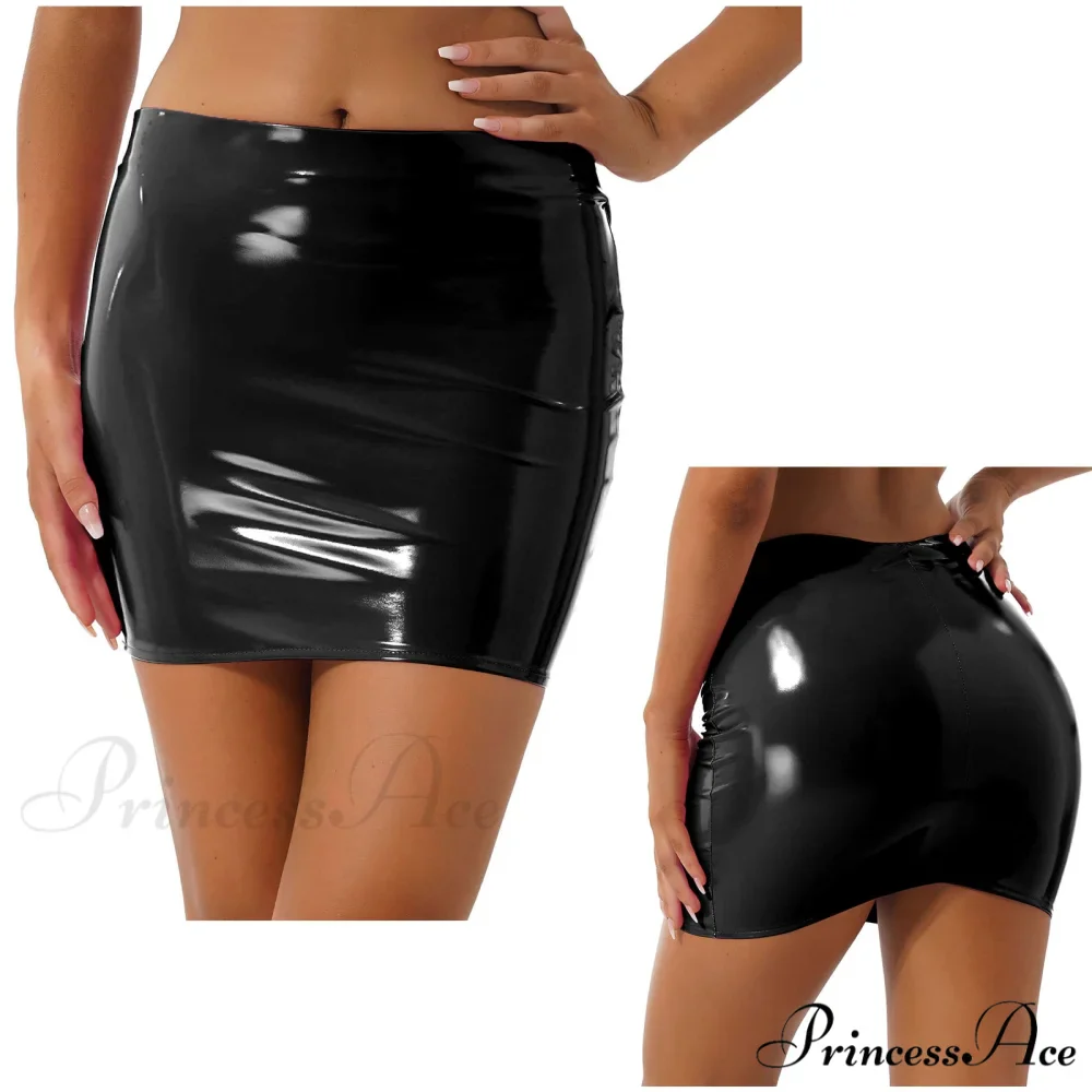 Latex Patent Leather Miniskirt - Image 8