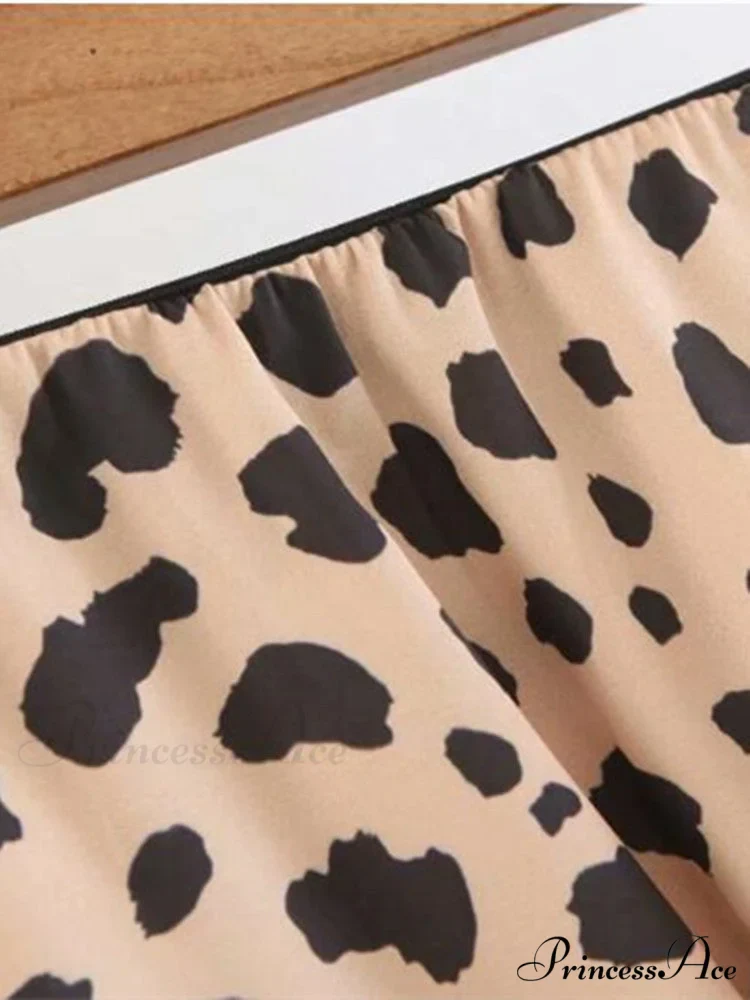 Retro High Waist Leopard Print Satin Skirt - Image 3