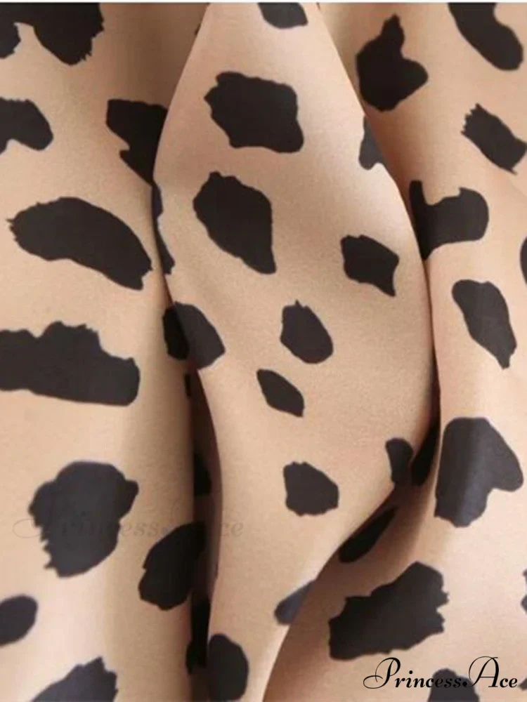 Retro High Waist Leopard Print Satin Skirt - Image 4
