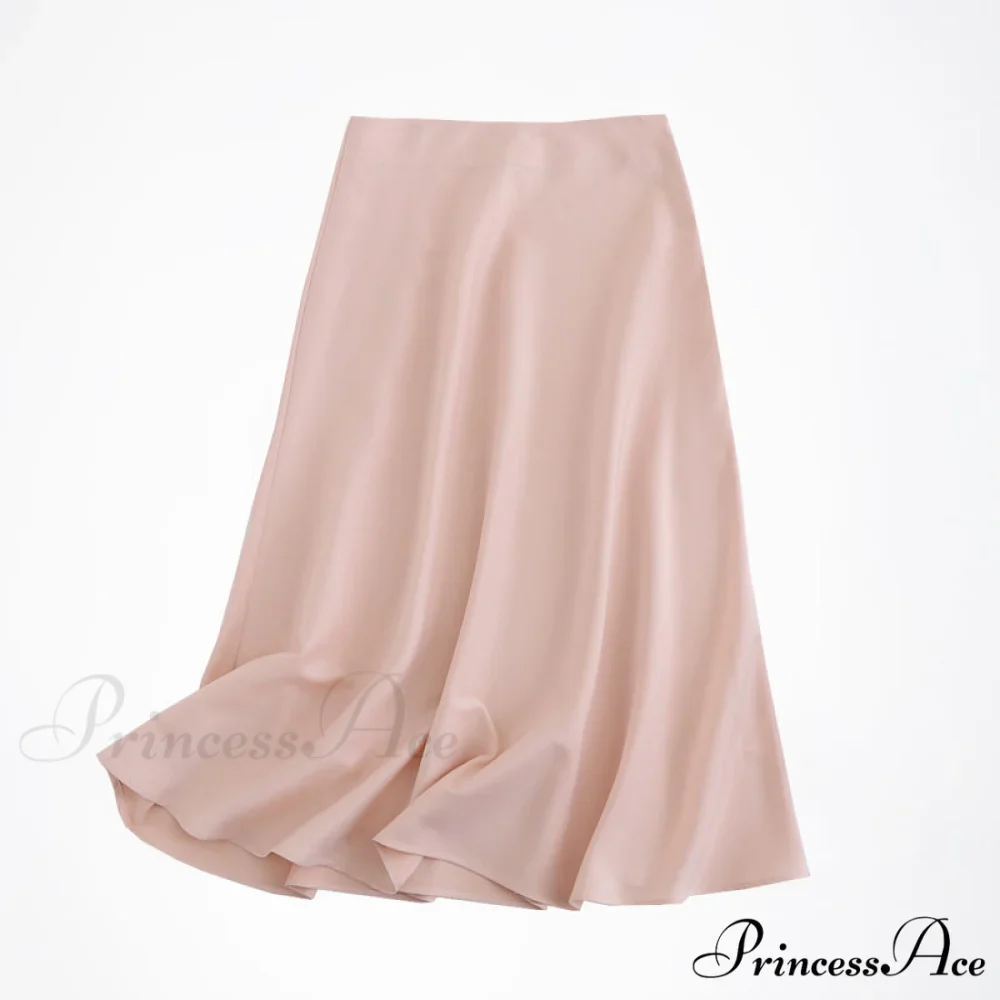 Solid Color High Quality Satin Midi Skirt - Image 8