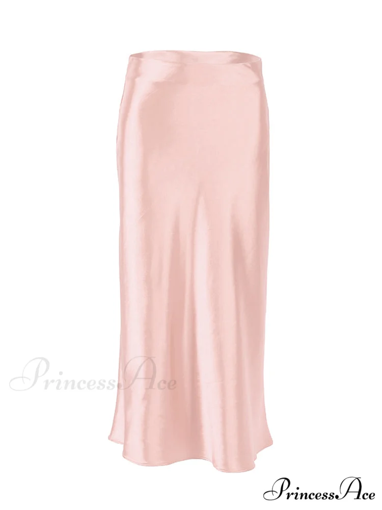 Solid Purple Satin Silk Skirt - Image 12