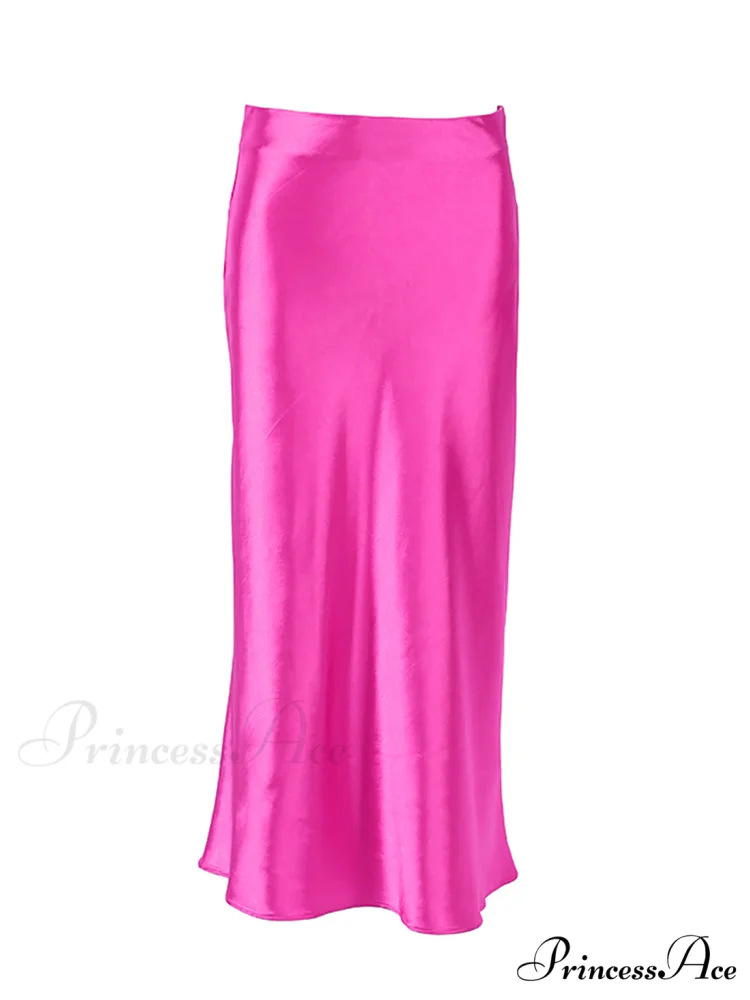 Solid Purple Satin Silk Skirt - Image 14