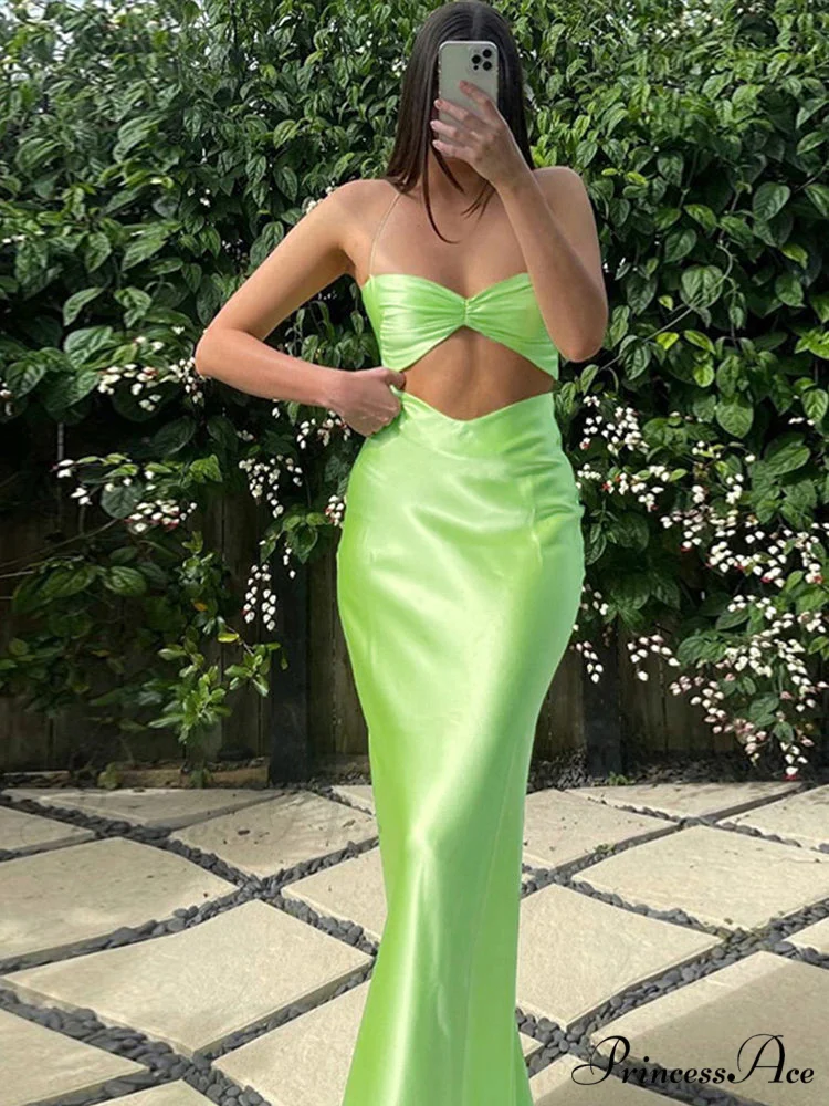 Sexy Satin Tube Top Midi Skirts - Image 5