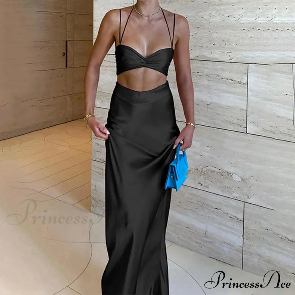 Sexy Satin Tube Top Midi Skirts - Image 9