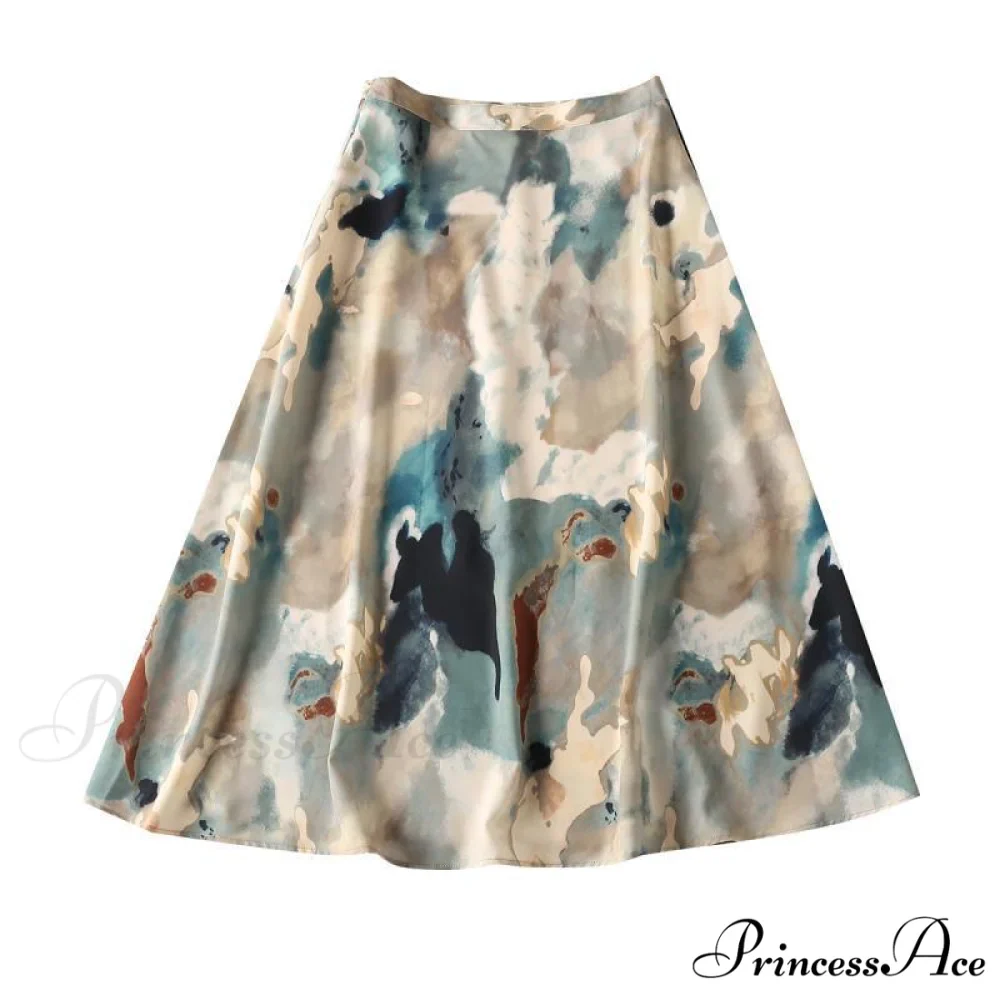 Satin Office Lady Silk Midi Skirts - Image 6