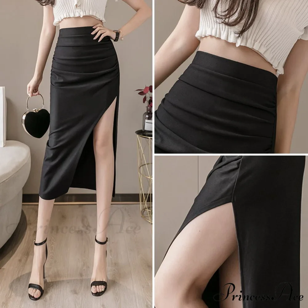 High Waist Black Slit Skirts - Image 5