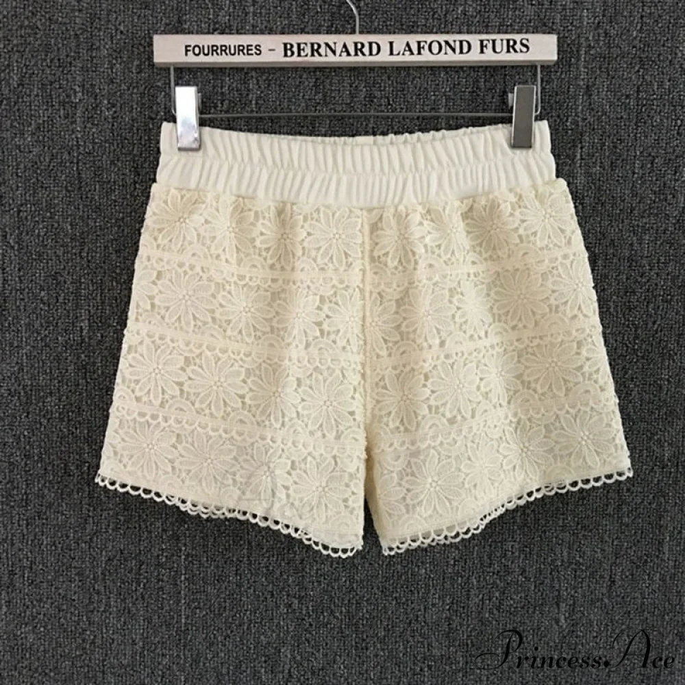 Elastic High Waist Lace Shorts - Image 2