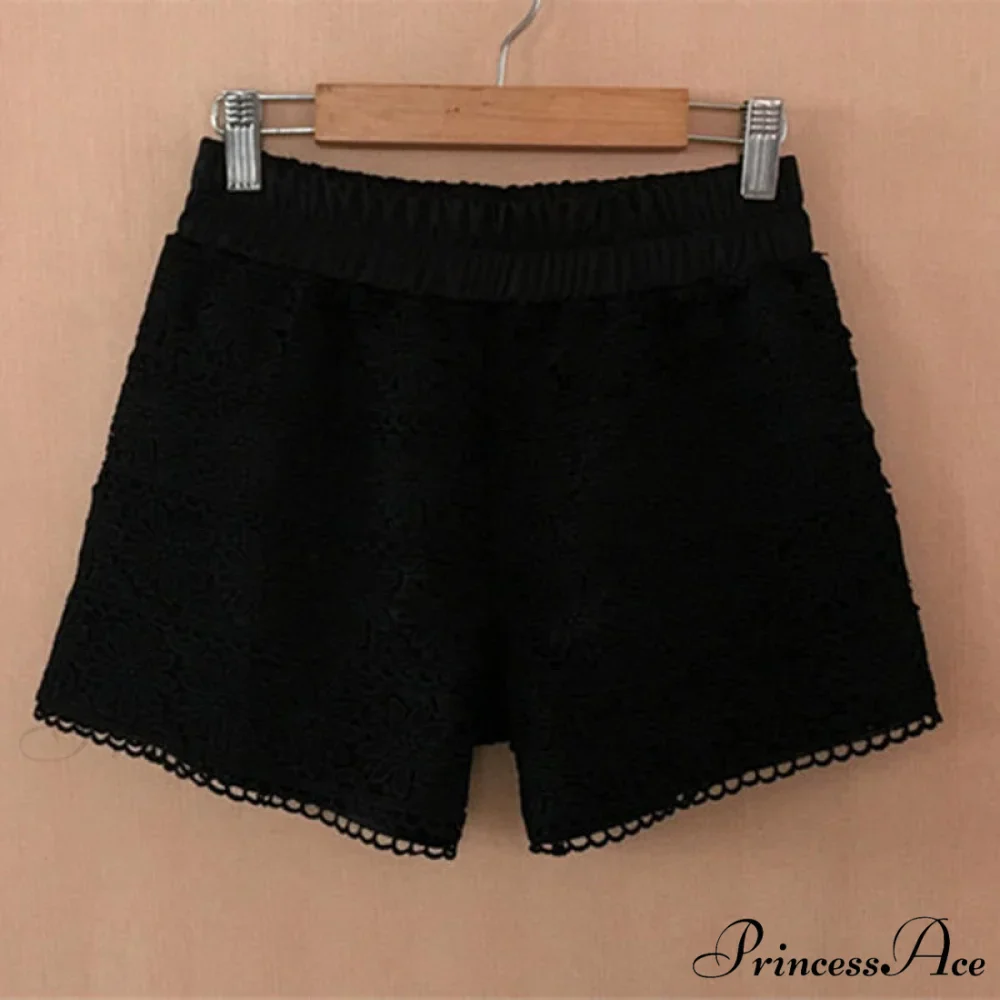 Elastic High Waist Lace Shorts - Image 3