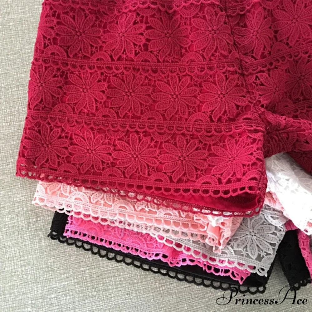 Elastic High Waist Lace Shorts - Image 4