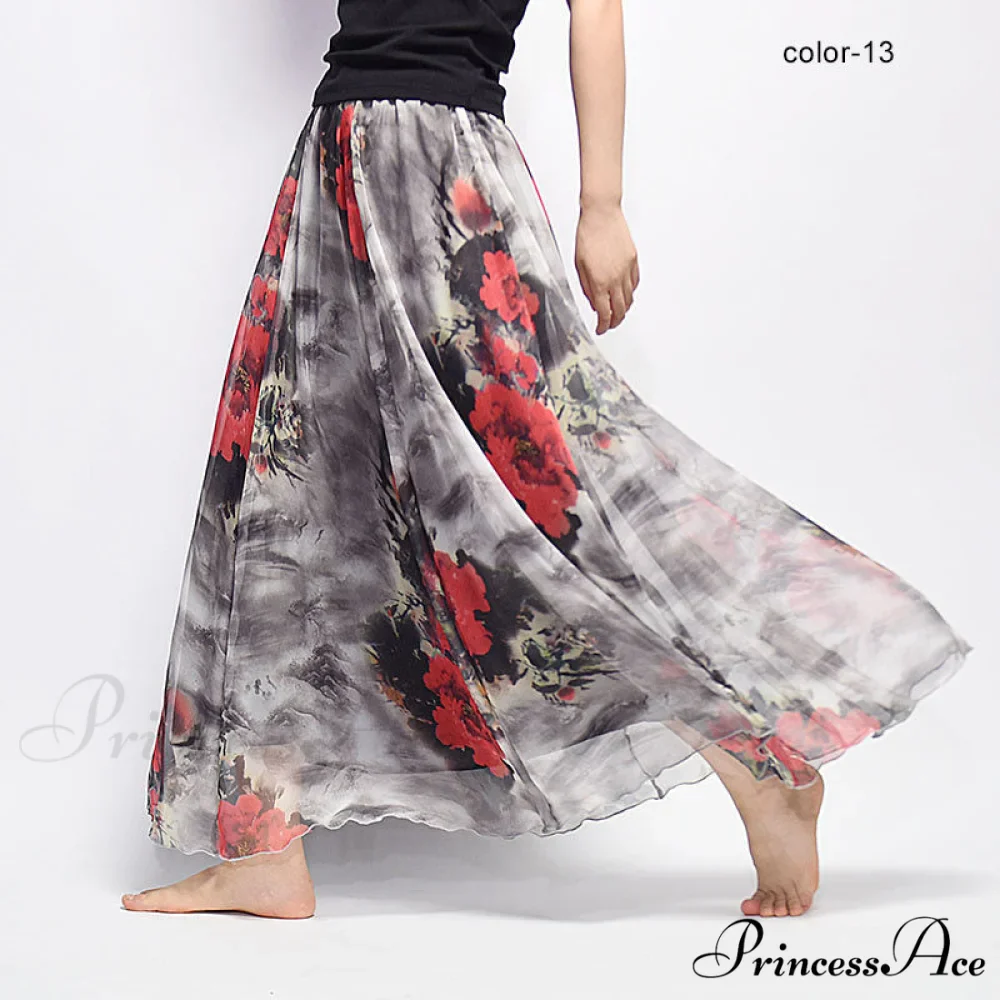 Fashion Florals Print Long Skirt - Image 15
