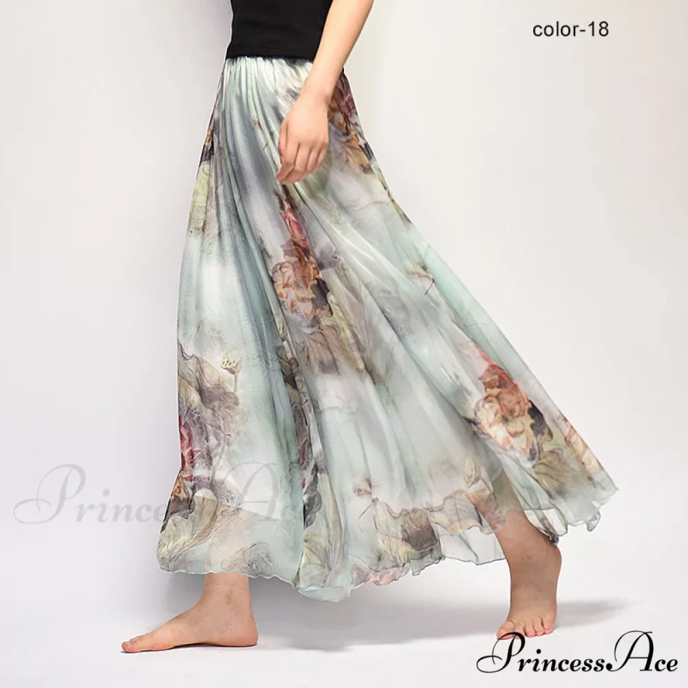 Fashion Florals Print Long Skirt - Image 19