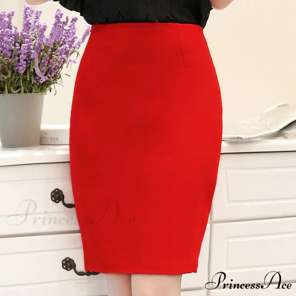 Black Oversized High Waist Work Slim Pencil Skirt - Image 7