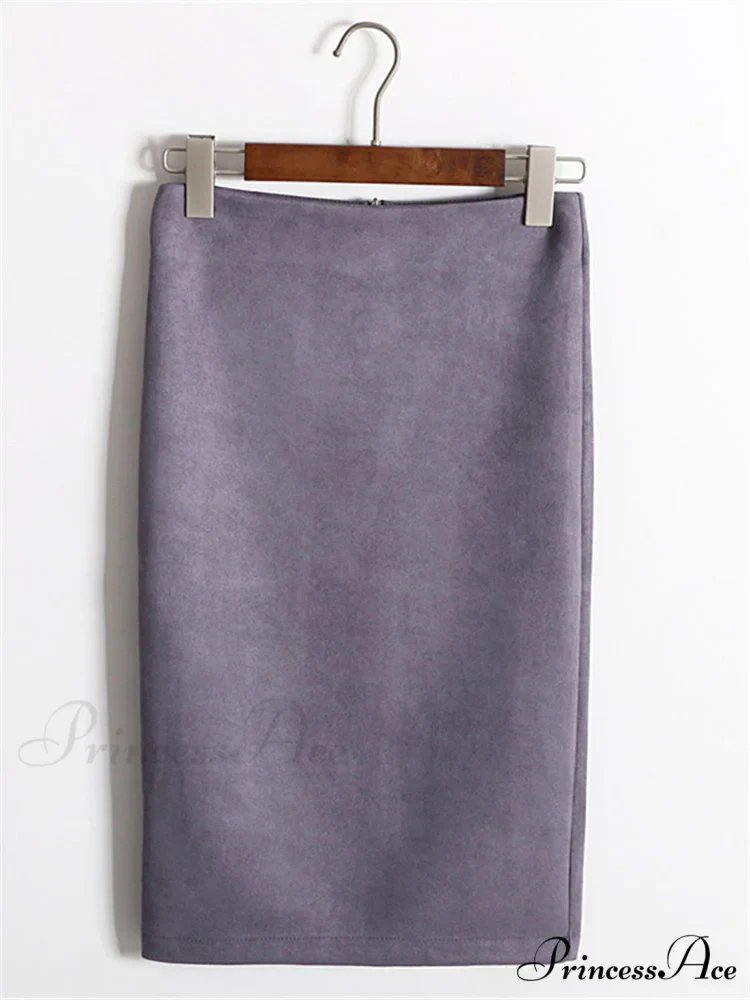 Multi Colors Korean Fashion Suede Midi Skirts - Image 11
