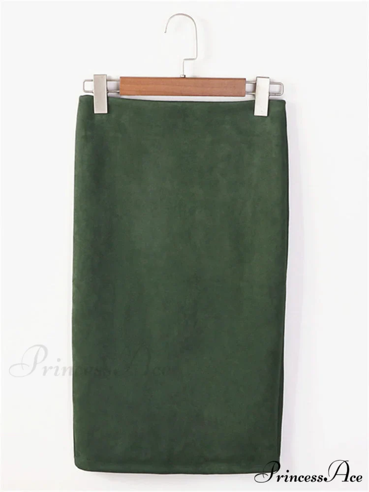 Multi Colors Korean Fashion Suede Midi Skirts - Image 12