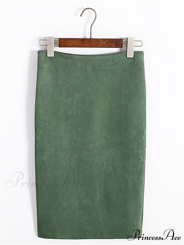 Multi Colors Korean Fashion Suede Midi Skirts - Image 13