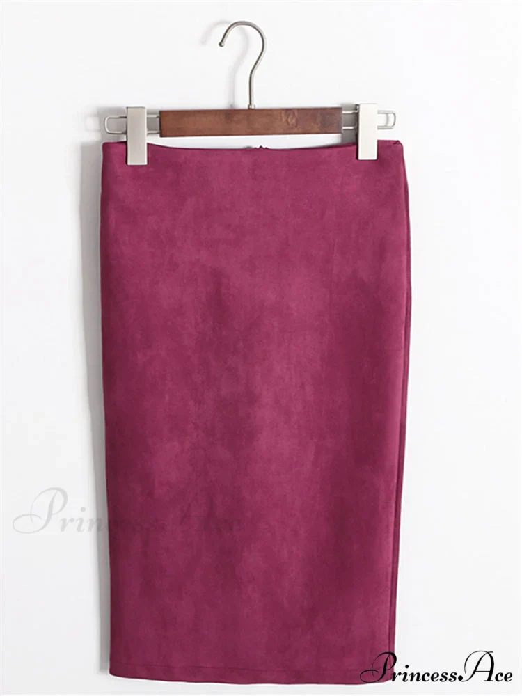 Multi Colors Korean Fashion Suede Midi Skirts - Image 16