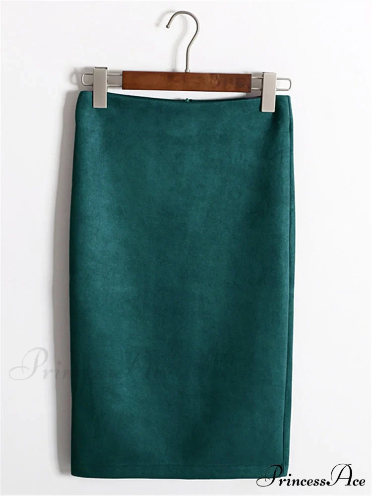 Multi Colors Korean Fashion Suede Midi Skirts - Image 17