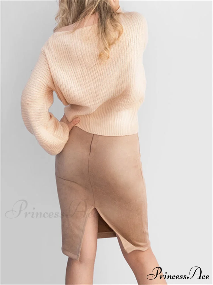 Multi Colors Korean Fashion Suede Midi Skirts - Image 3