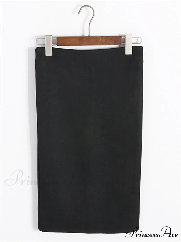 Multi Colors Korean Fashion Suede Midi Skirts - Image 6