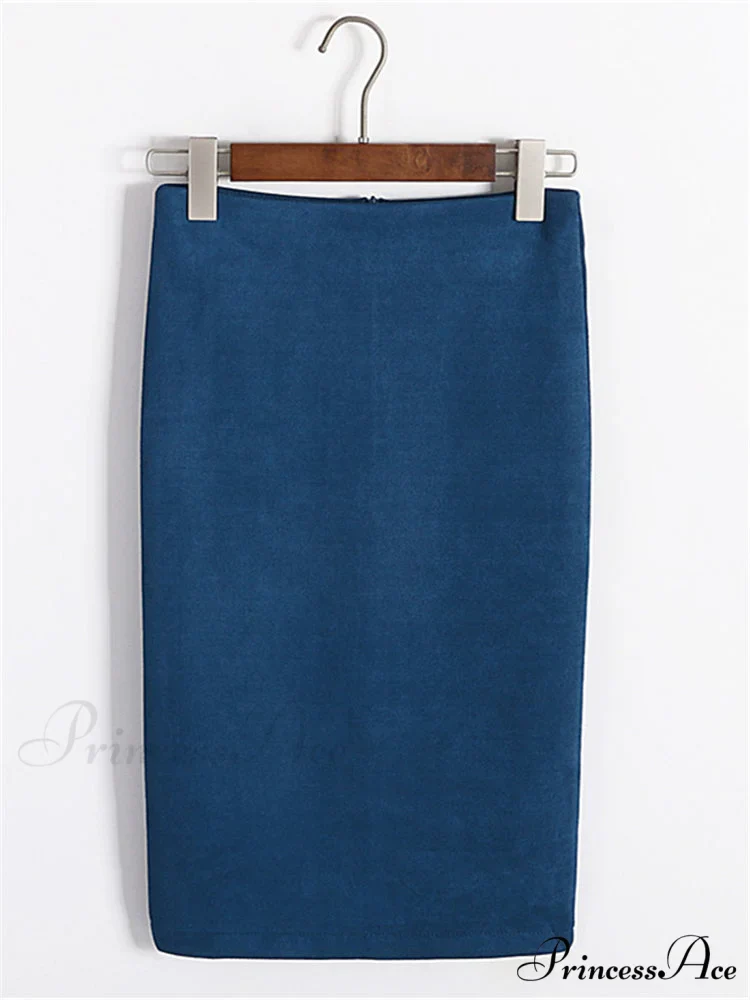Multi Colors Korean Fashion Suede Midi Skirts - Image 8