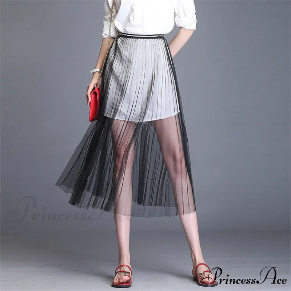 Sexy Mesh Lace Transparent Long Tulle Skirt - Image 5