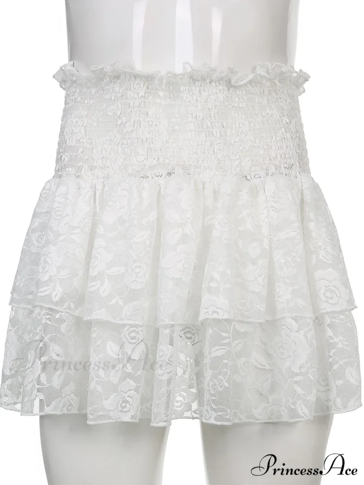 Ruched Cascading Ruffle Mini Skirt - Image 4