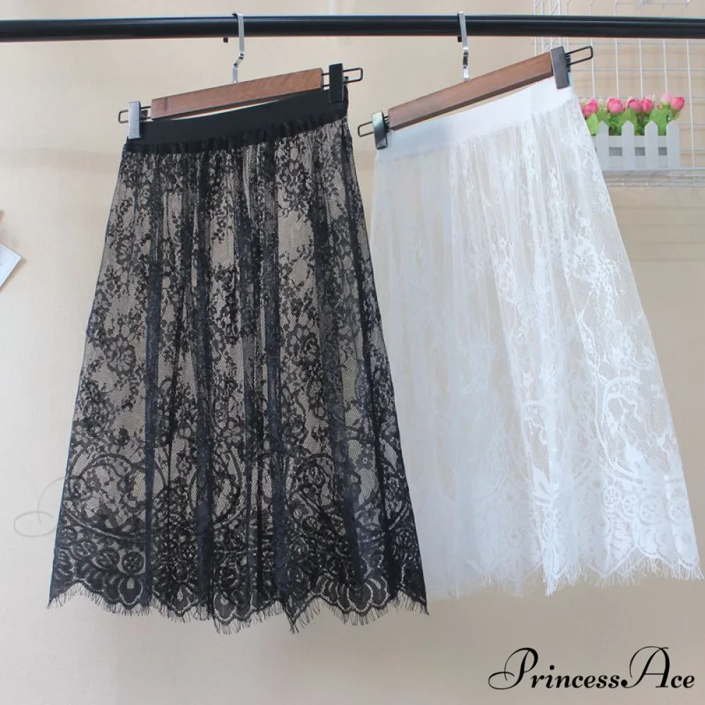 Fashion Solid Casual Mesh Lace Skirts - Image 2