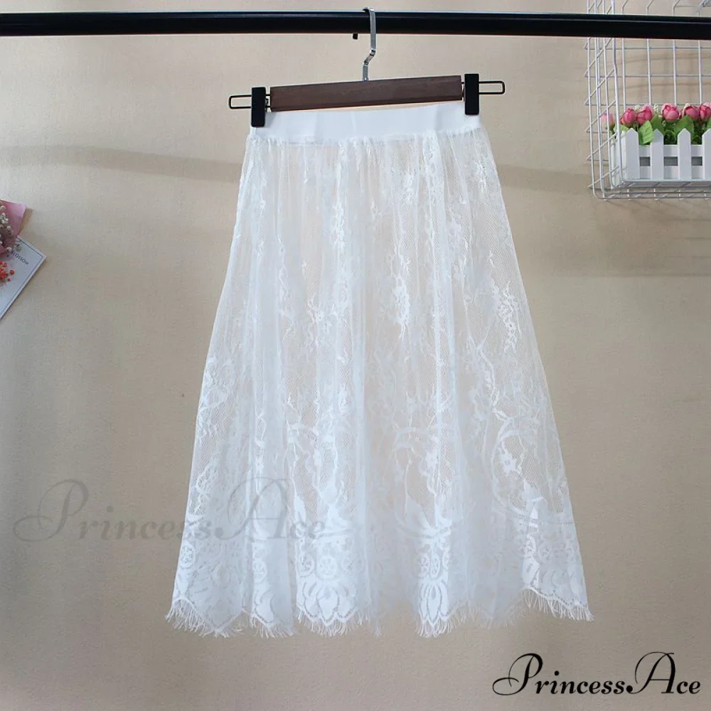 Fashion Solid Casual Mesh Lace Skirts - Image 3