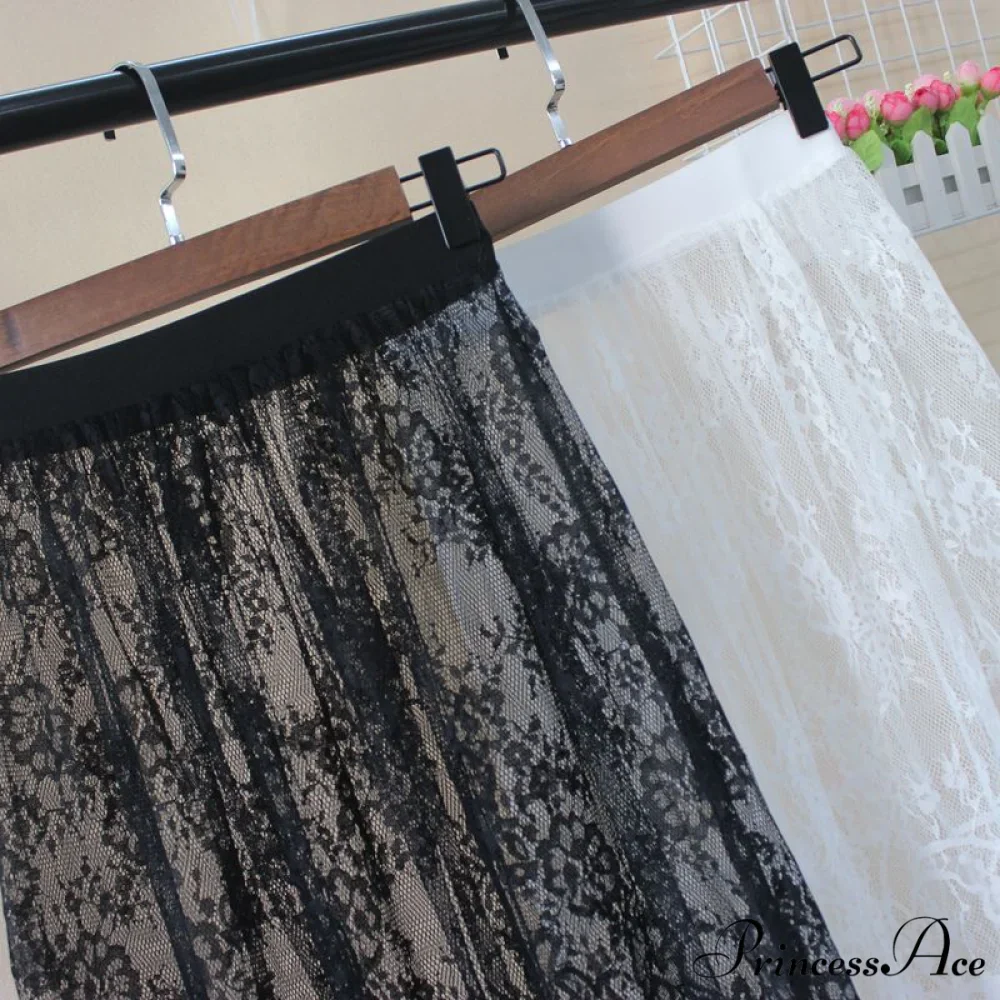 Fashion Solid Casual Mesh Lace Skirts - Image 4